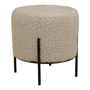 Alford Pouf - Pouf, teddy, grey-brown, black legs, 35,5x37 cm, HN1091