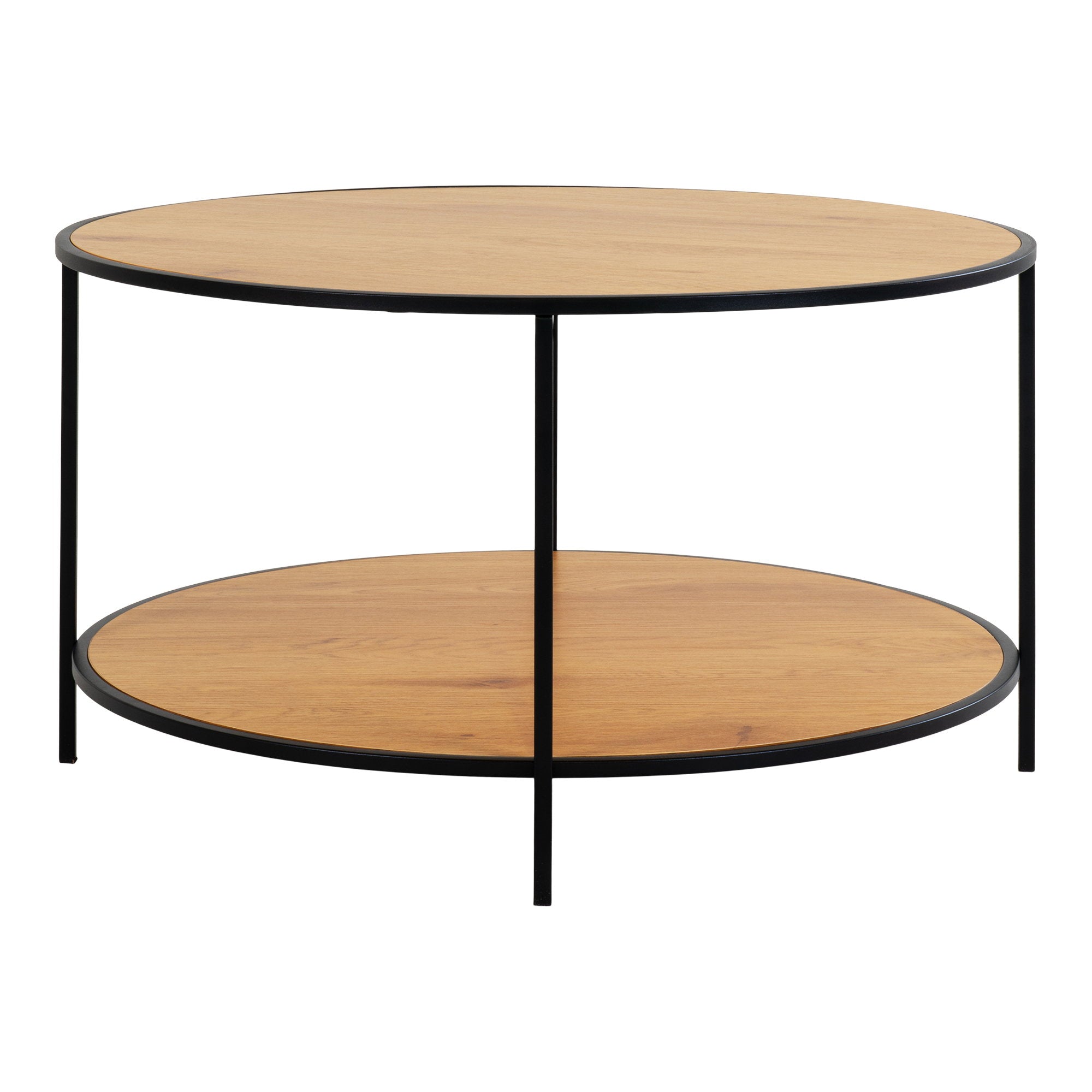Vita Coffee table - Coffee table, oak look, black frame ø80x45 cm