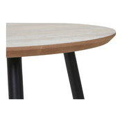 Aalst Coffee Table - Coffee table, travertine look, black legs ø55x45 cm