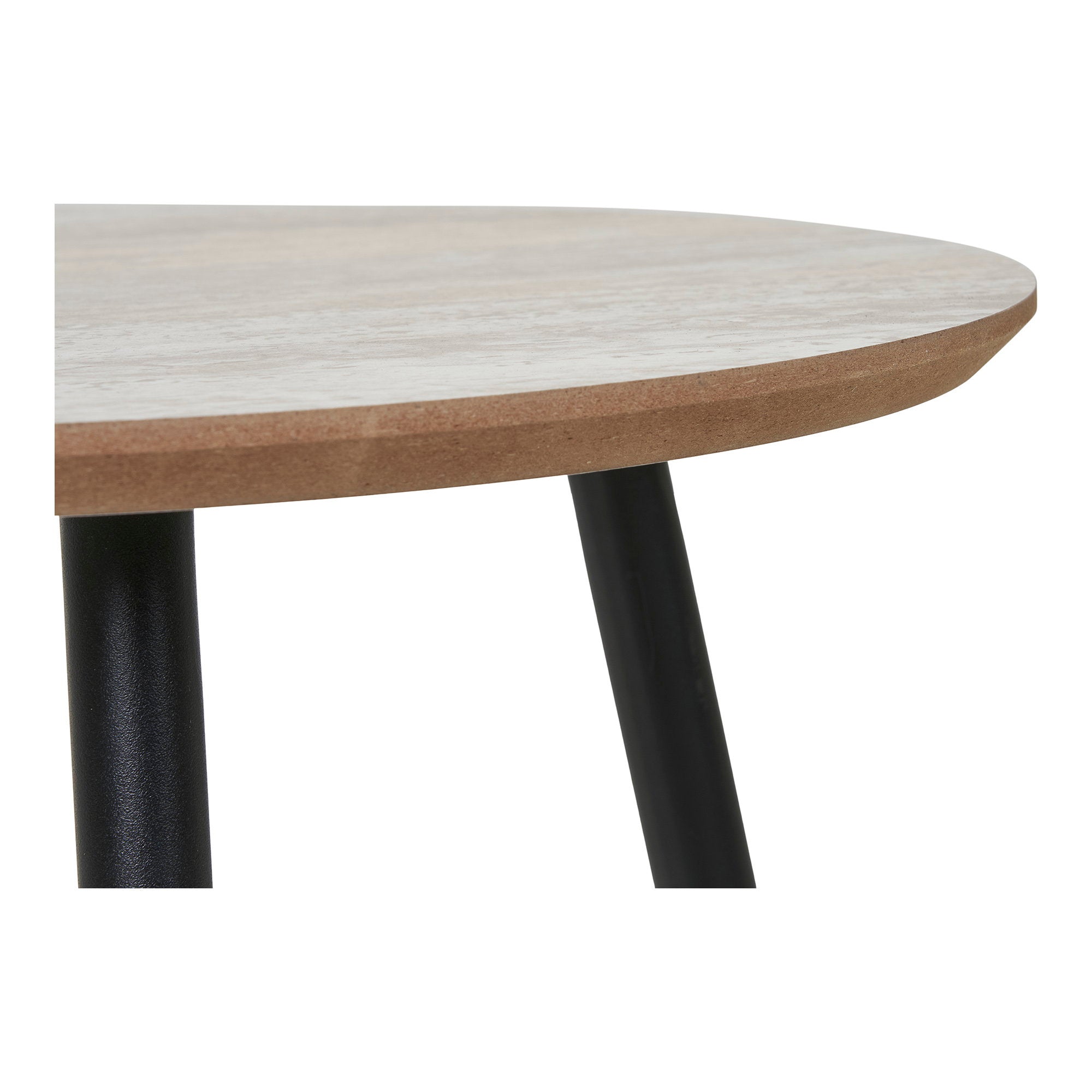 Aalst Coffee Table - Coffee table, travertine look, black legs ø55x45 cm