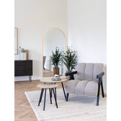 Aalst Coffee Table - Coffee table, travertine look, black legs ø55x45 cm