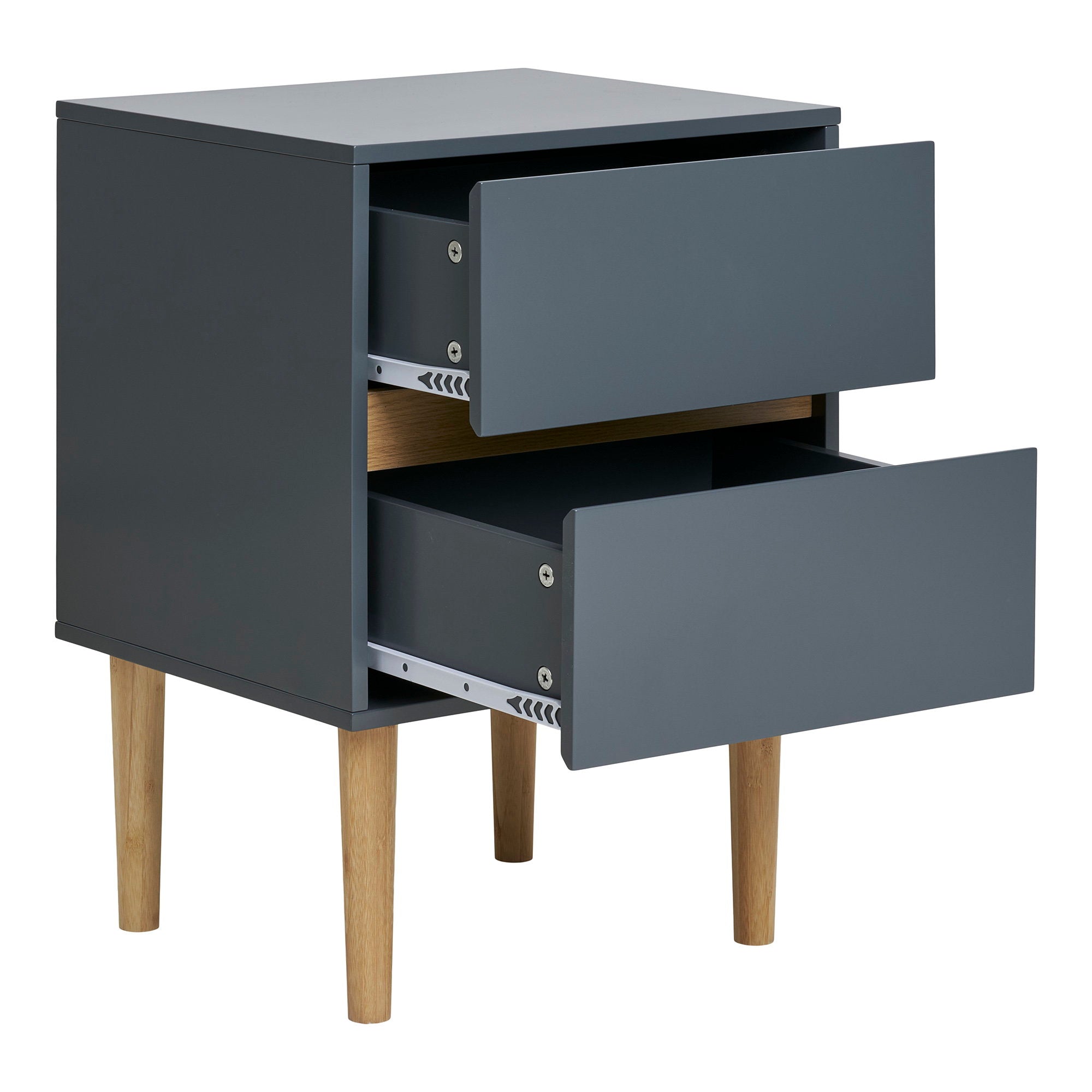 Bisley Side Table - Side Table, painted wood, 2 drawers, dark grey 40x35x55 cm