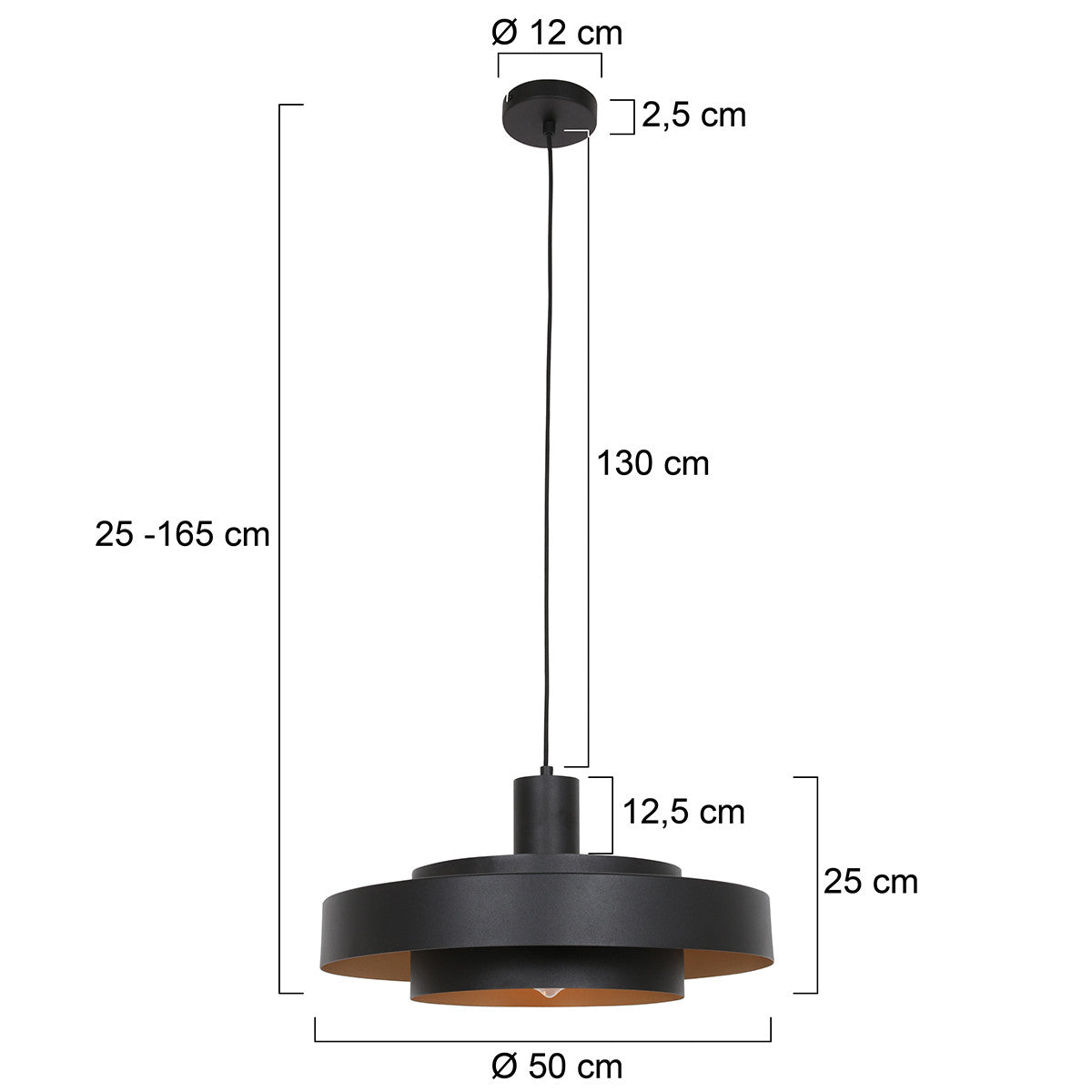 Aurelia black/gold metal pendant lamp
