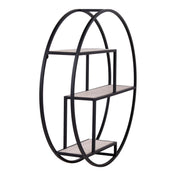 Rotterdam Wall Shelf - Wall shelf, wood shelves, black frame ø62x14 cm