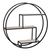 Rotterdam Wall Shelf - Wall shelf, wood shelves, black frame ø62x14 cm