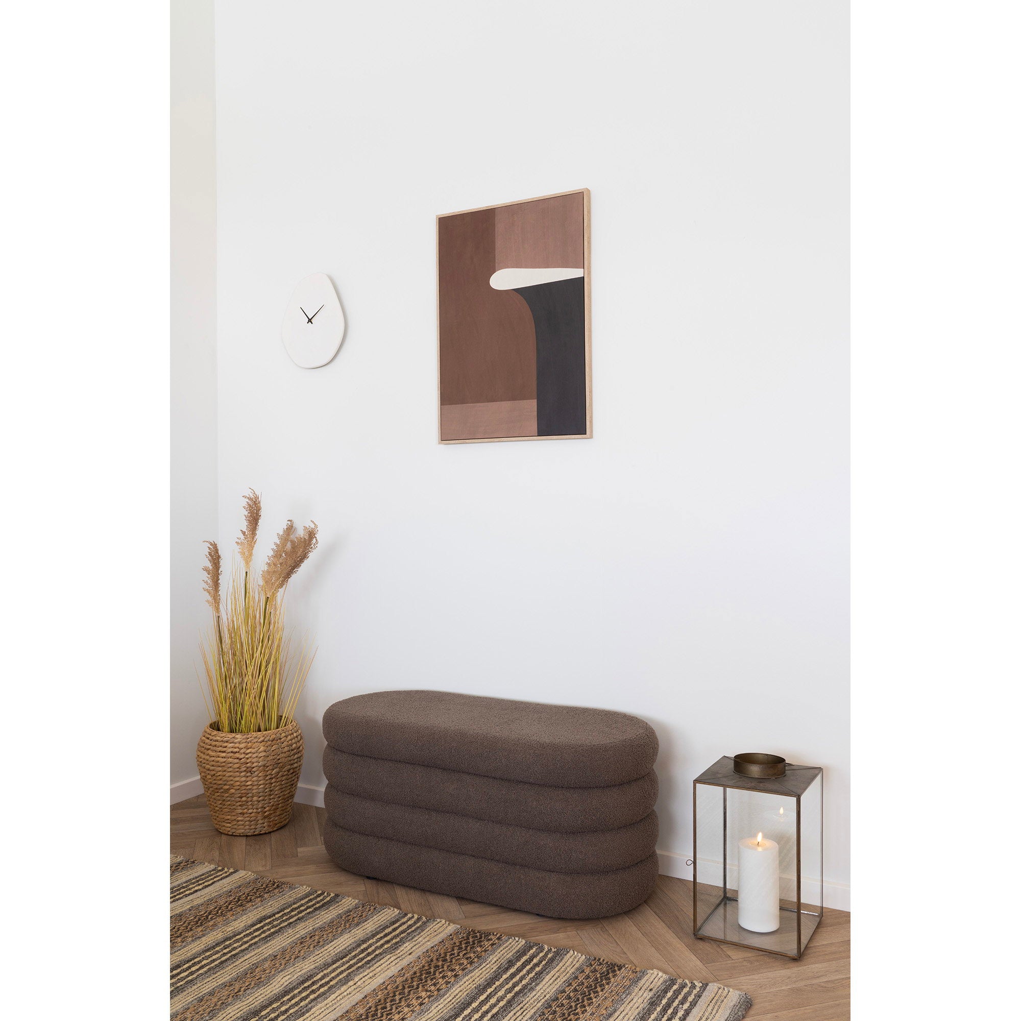 Vienna Wall Clock - Wall clock, organic from, cement, off-white, silent movement 28x33 cm