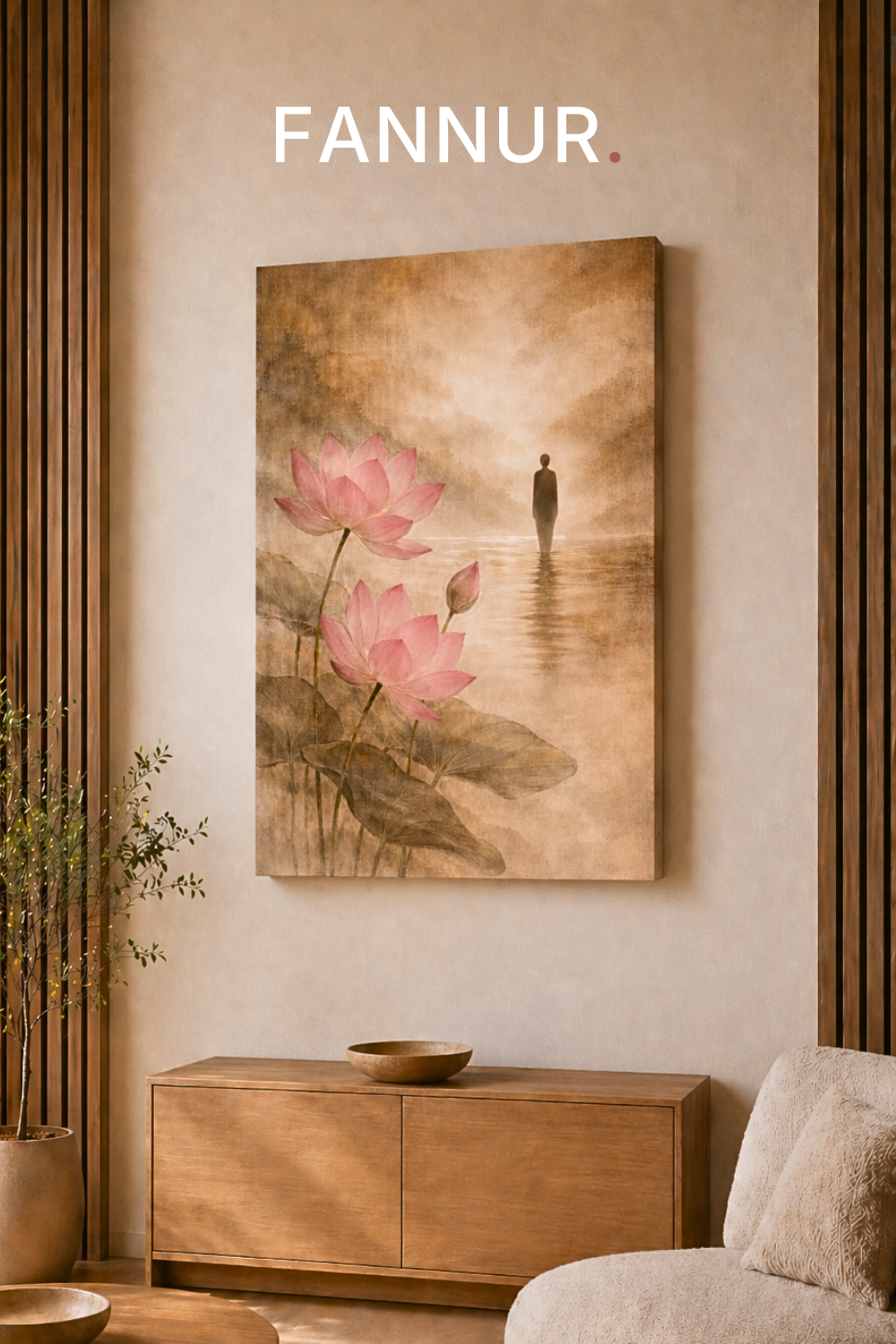 Lotus bloemen bij een kalme wandeling - classic art