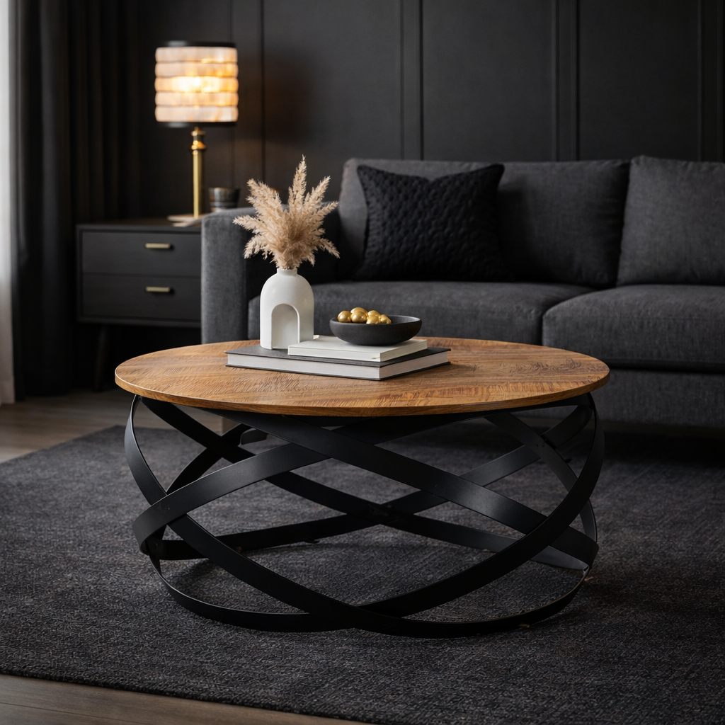 Orbita black metal coffee table