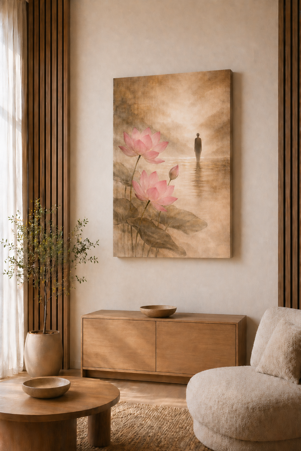 Lotus bloemen bij een kalme wandeling - classic art